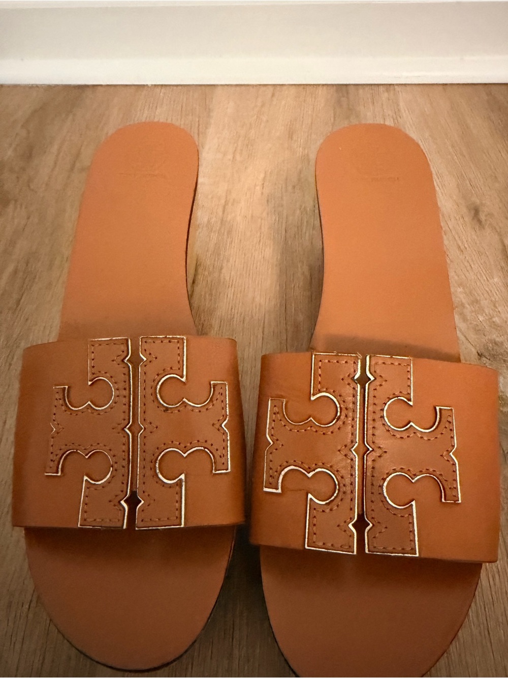 Tory Burch Tan Leather Slide Sandals - Casual Slip-On